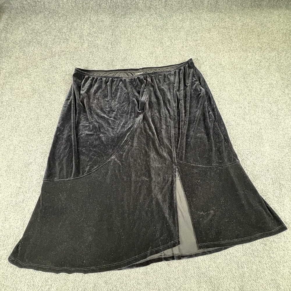 Vintage Y2K Avenue Skirt Womens 22/24 Black Velvet Front Slit Goth Witchy Boho